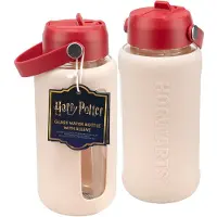 Paladone Harry Potter Glazen Waterfles met Reliëf Siliconen Sleeve, 800ml, Vaatwasserbestendig, Officieel Gelicentieerd Drinkgerei -