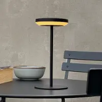 Dyberg Larsen LED tafellamp op zonne-energie Otera zwart, 25 cm, IP44, zwart, Aluminium, Modern, Solar buitenverlichting