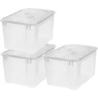 Iris Vouwdeksel Opbergbox - 48L - Stapelbaar - Met Vouwdeksel - Kunststof - Transparant - Set van 3
