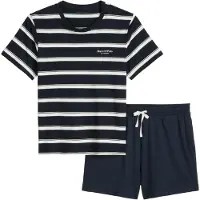 Marc O'Polo Pyjama lang ' Mix N Match ' nachtblauw / wit