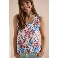 Cecil Dames Top met ronde V-hals en gevlochten detail - Wit - XXL