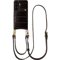 Selencia Nova Real Leather Backcover met Koord en Pashouder voor de Samsung Galaxy S26 - Dark Chocolate