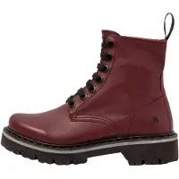 Art Enkellaarsjes van bordeauxrood leer (37), Plat, 1 tot 3 cm, Veters, Casual 111661267003_008