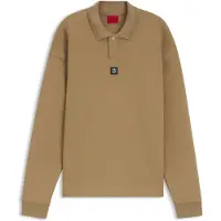 HUGO Sweatshirt met polokraag van een gestructureerde katoenmix Maat M