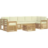 vidaXL Buiten bank set 8 st Wit en crèmekleurig Polyester