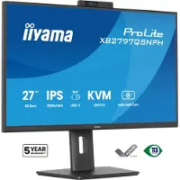 Iiyama XB2797QSNPH-B1 ProLite Monitor 27" IPS QHD USB-C Dock 96W LAN DP-Out Webcam 5MP Windows Hello 1ms HAS