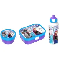 Mepal Lunchset (pop-up fles. lunchbox & fruitbox) Campus - 400+750+300 ml - Broodtrommel en Drinkbeker voor kinderen - Bento box - Pop-up drinkfles - Frozen Friends