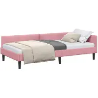 vidaXL Hoek Bed Frame met hoofdeinde Roze 80 cm x 200 cm Fluweel