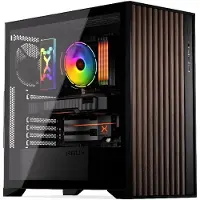 Krux ATX Gaming-behuizing, geschikt voor PC's met ATX- of mATX-moederborden, met 2x 120mm ventilatoren, met houten afwerking