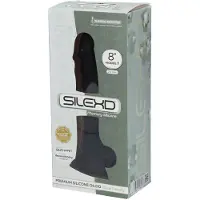 Silexd - Dual Density siliconen Zwart dildo met balzak - 20.5 cm
