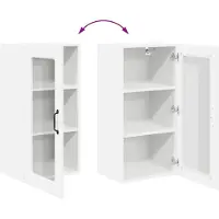 vidaXL Wandglas Kasten LUCCA 2 st Wit Bewerkt hout