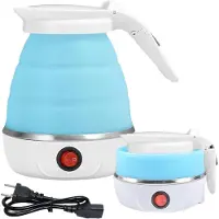 COOAU Opvouwbare Waterkoker - Reis Waterkoker - 0,6 liter - Mini Waterkoker - Camping & Travel - Elektrisch - Blauw