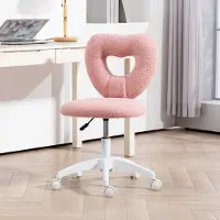 STILVORA Bureaustoel Met Hartvormige Rugleuning En Wieltjes - Verstelbaar - Voor Make-up Tafel, Thuiswerk En Studie - Polyester - Roze