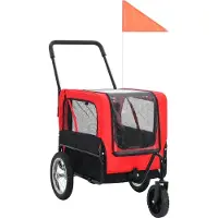vidaXL Huisdierenfietskar en joggingbuggy 2-in-1 rood en zwart