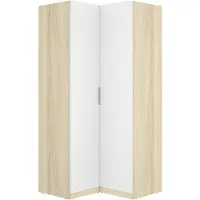 Vente-unique Hoekkast 2 deuren - B97 cm - Wit en licht naturel - KALONY