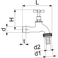 Schlosser JS uitloopventiel met metalen slangaansluiting, met knevel-bovendeel, zwaar, 1/2'', gepolijst chroom, 0017281550001