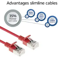 ACT Rode 7 meter LSZH S/FTP CAT6A slimline patchkabel snagless met RJ45 connectoren