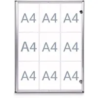 MAUL MAULextraslim Vergrendelbaar notitiebord Magnetisch 9 x A4 Wandmontage Afsluitbaar Binnen 71 (B) x 95,1 (H) cm Zilver