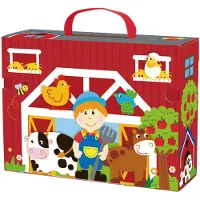 Tooky Toy Speelbox - FSC Hout - Boerderijdieren - 35-Delig - Boerderij Speelgoed - Geschikt voor 3+ Jaar (Peuters) - Educatief & Montessori Speelgoed