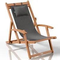 Juskys Ligstoel Tavira - Opvouwbaar - Acaciahout - Antraciet