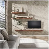 Meubelplaats Wandplank Carve 200x25x8 cm - Massief acacia bruin