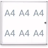 MAUL MAULextraslim Vitrine Magnetisch 6 x A4 Afsluitbaar Binnen 71 (B) x 65,1 (H) cm Zilver