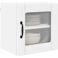 vidaXL Wandglas Kasten LUCCA 2 pcs Wit 40 x 31 x 40 cm Bewerkt hout