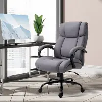OKWISH Bureaustoel Ergonomisch Breed Zitvlak Verstelbare Zithoogte 220 Kg Belastbaar Voor Thuiswerk En Bureau Lichtgrijs