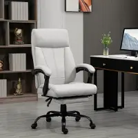 OKWISH Bureaustoel Met Massage En Warmte Voor Lendenen Verstelbare Rugleuning Voetsteun Voor Kantoor En Thuis Polyester Lichtgrijs