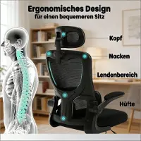HAUSS SPOLE Bureaustoel - Ergonomisch Met Hoge Rugleuning En Hoofdsteun - Verstelbaar En Schommelbaar - Voor Kantoor - Zwart