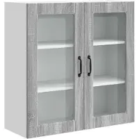vidaXL Wandglas Kasten PORTO Grijs Sonoma 80 x 31 x 80 cm Bewerkt hout