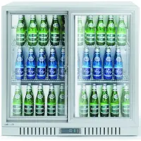 Arctic achterbar koelkast met zelfsluitende schuifdeuren - staal en gehard glas - 90 x 52 x 84 cm - zilver - 150 liter - drankkoeling voor horeca en bar