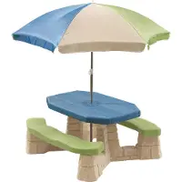 Step2 Naturally Playful Aqua Picknicktafel voor 6 kinderen met parasol | Picknick set voor kind van plastic / kunststof