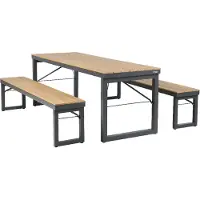 Axi Chianti Opklapbare Tuinset met 2 losse Banken in Antraciet & Teak-look Polywood | Tuintafel / Picknicktafel van Aluminium | Eetset voor buiten / tuin voor 8 personen