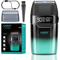 VGR V-308 Scheerapparaat Mannen – Professionele Double Foil Shaver – 9000RPM – Titanium Scheerfolie – LED Display – USB-C Oplaadbaar – Groen