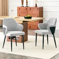 HAUSS SPOLE Eetkamerstoel - Modern Contrast Design - Set van 2 - Comfortabel met Omarmende Rugleuning - Voor Eetkamer en Woonkamer - Grijs Zwart