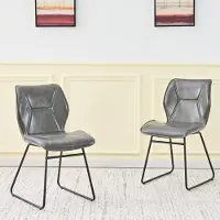 HAUSS SPOLE Eetkamerstoel - Set Van 2 - Kunstleren Bekleding Met Metalen Onderstel - Voor Eetkamer En Kantoor - Grijs