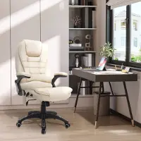 HAUSS SPOLE Bureaustoel Met Massage En Warmte - Ergonomische Directiestoel - 360° Draaibaar - Voor Kantoor En Thuis - Beige