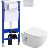 HOROW Douche WC - Bidetfunctie - Softclose Zitting - Ladydouche - incl. 114cm Inbouwreservoir