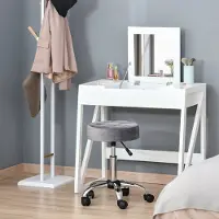 HAUSS SPOLE Salonkruk Met Wielen - In Hoogte Verstelbaar - Voor Kapsalon En Schoonheidssalon - Polyester - Lichtgrijs