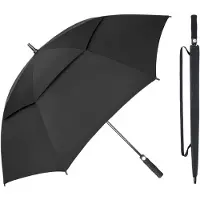 COOAU Paraplu - Stormparaplu - Golfparaplu - Dubbellaagse Paraplu - Grote Paraplu - Beschermen Tegen Wind en Regen - Comfortabele Grip - Zwart