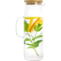 Krumble Karaf met handvat en deksel - Glas en hout - 1,5 liter
