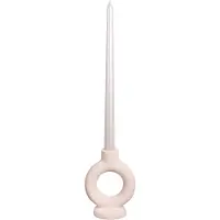 QUVIO Ronde kaarsenhouder - Rond - Keramiek - Gebroken wit - Klein