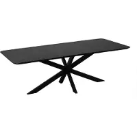 QUVIO Eettafel Sofia - Rechthoekig - Stalen kruispoot - FSC-gecertificeerd mangohout - 220x110 cm - Zwart