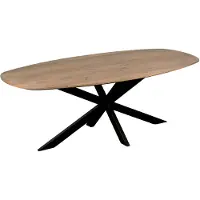 QUVIO Eettafel Sofia - Deens Ovaal - 180 x 90 cm - Stalen kruispoot - FSC gecertificeerd mangohout - Naturel