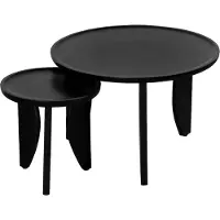Lewis & Loft Salontafel Luuk - FSC Mangohout - Rond - Zwart - Set van 2