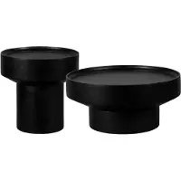 Lewis & Loft Salontafel Luus - Mangohout - Rond - Zwart - Klein en groot - Set van 2