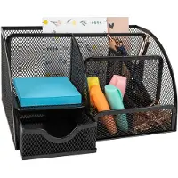 QUVIO Bureau organizer - 5 vakken + 1 lade - Draadstaal