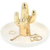 LYVION sieradenhouder / Sieradenschaaltje - Cactus - Goud en wit