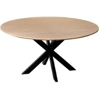 QUVIO Eettafel Sofia - Rond - Stalen kruispoot - FSC-gecertificeerd mangohout - ø150 cm - Naturel